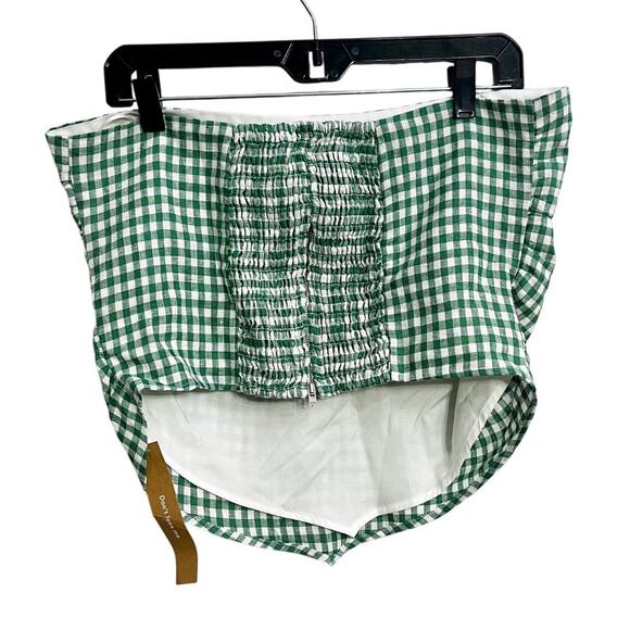 NWT Reformation Dillon Linen Top Green Gingham Size 10 Handkerchief Strapless - Picture 3 of 4